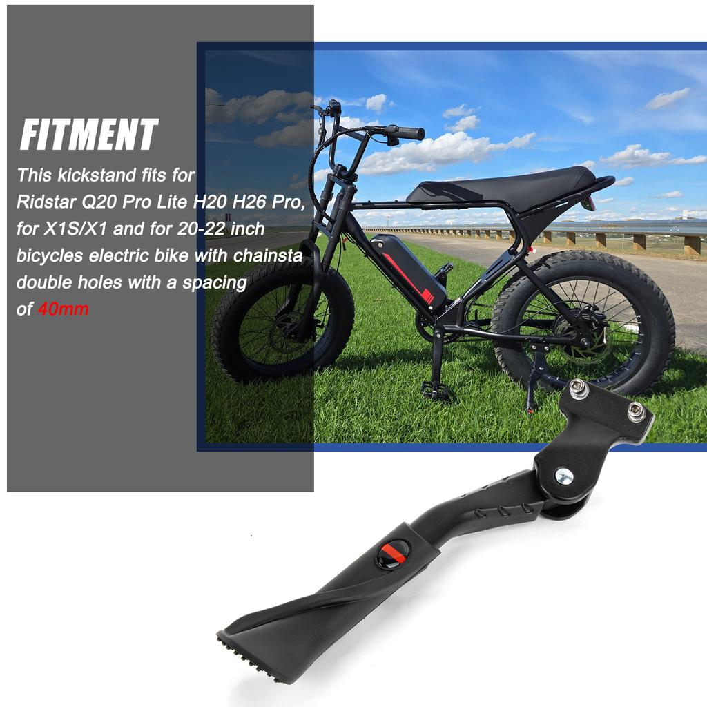 Ebike Adjustable Kickstand Non-Slip for Ridstar Q20 Pro Lite H20 H26 Pro X1S/X1 and for 20-22 Inch Bicycles Electric Bike