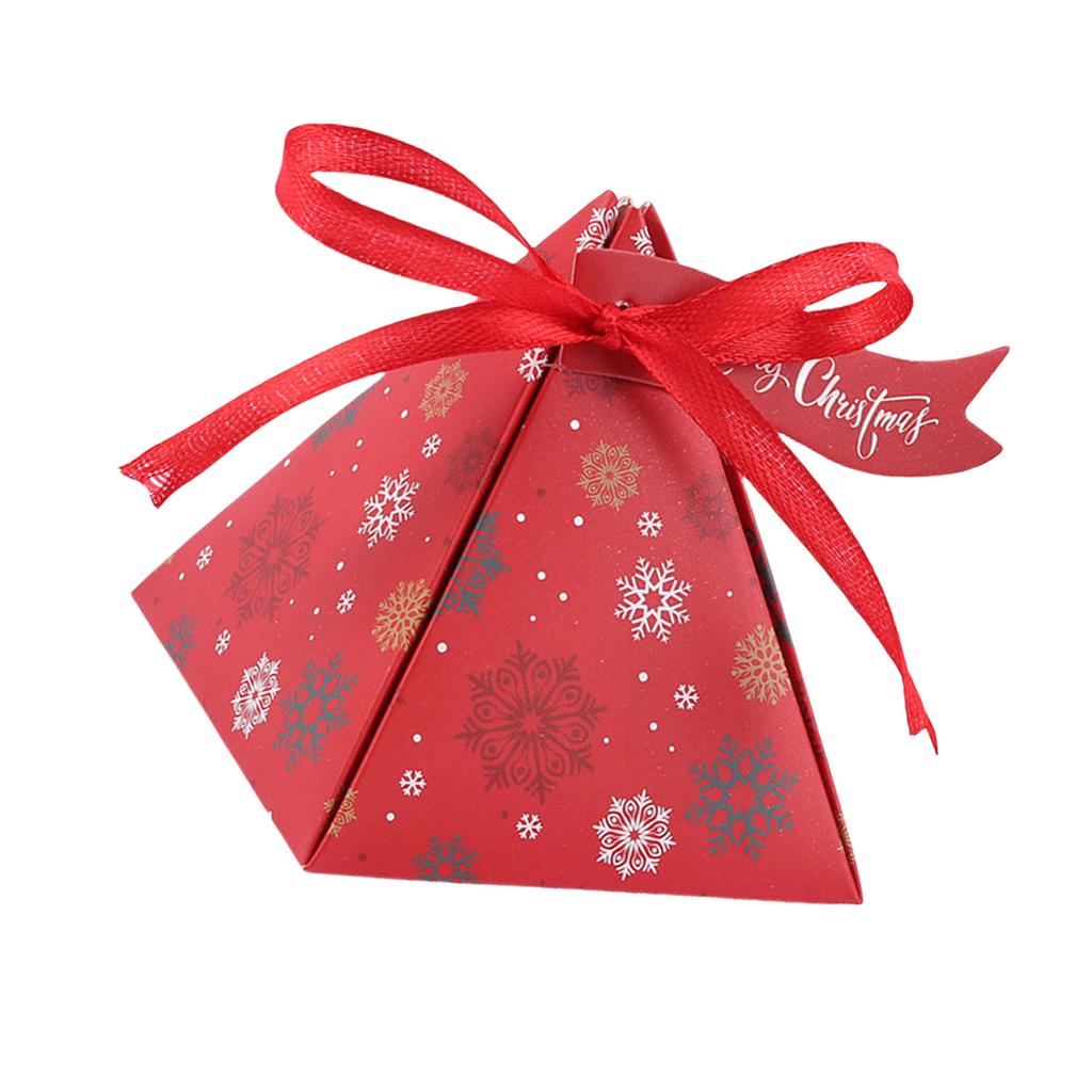 Set of 50 Christmas Themed Triangle Treat Boxes Sophisticated Triangle Christmas Candy Paper Boxes with Festival Charm