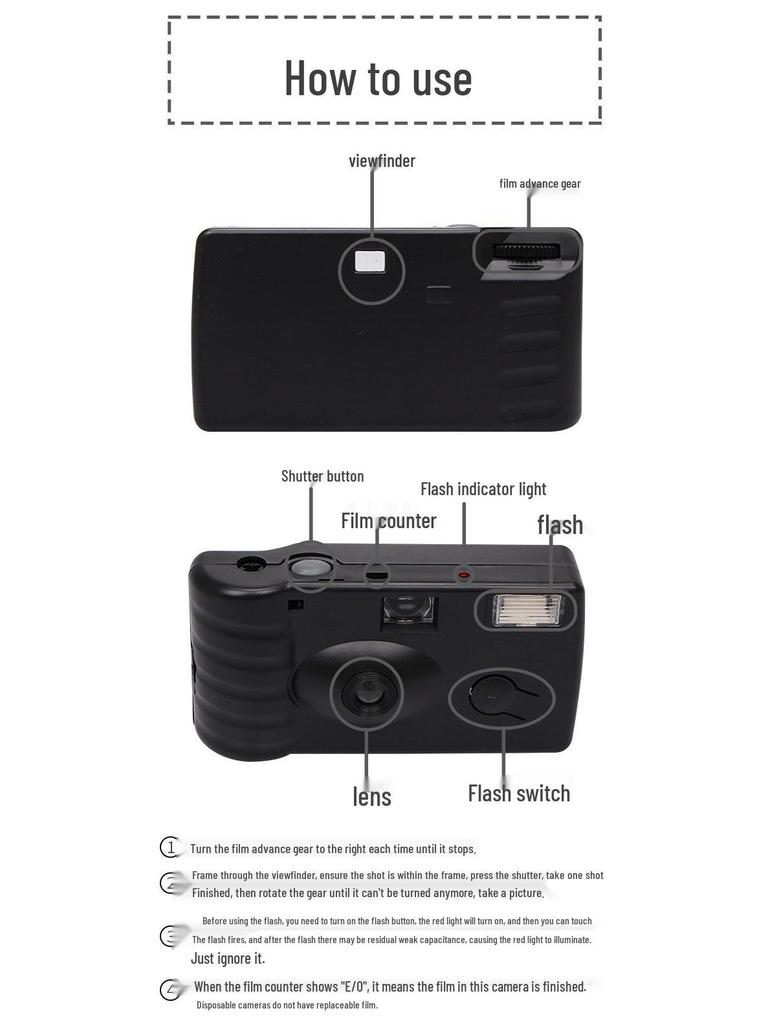35mm Disposable Camera with 24 Exposures - C41 Film, Point-and-Shoot, Pattern Capable