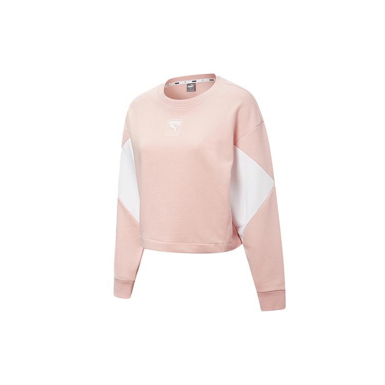 (WMNS) PUMA Rebel Crew Cropped Training Sweatshirt Pink White Women s 586520-15 L