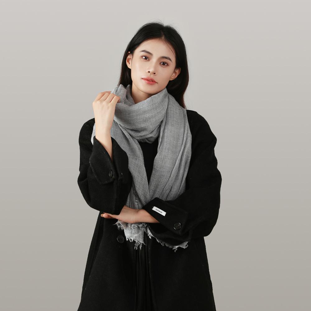 Cachecol de Lã Cor Sólida Igual Estilo Literário Xale Moda Feminina Cachecol Quente