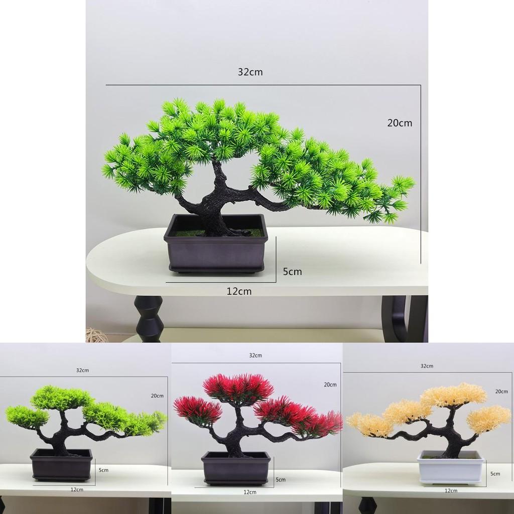 Faux Pine Bonsai Tree Indoor Decoration Plastic Green Plant For Living Space