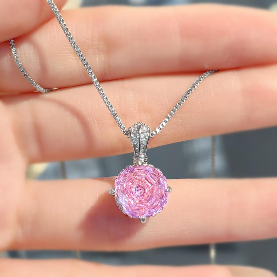 Octagonal Millennium Rose Cut Paraiba Necklace Pendant With High Carbon Diamond Colorful Stud Earrings Pink Diamond Ring Set