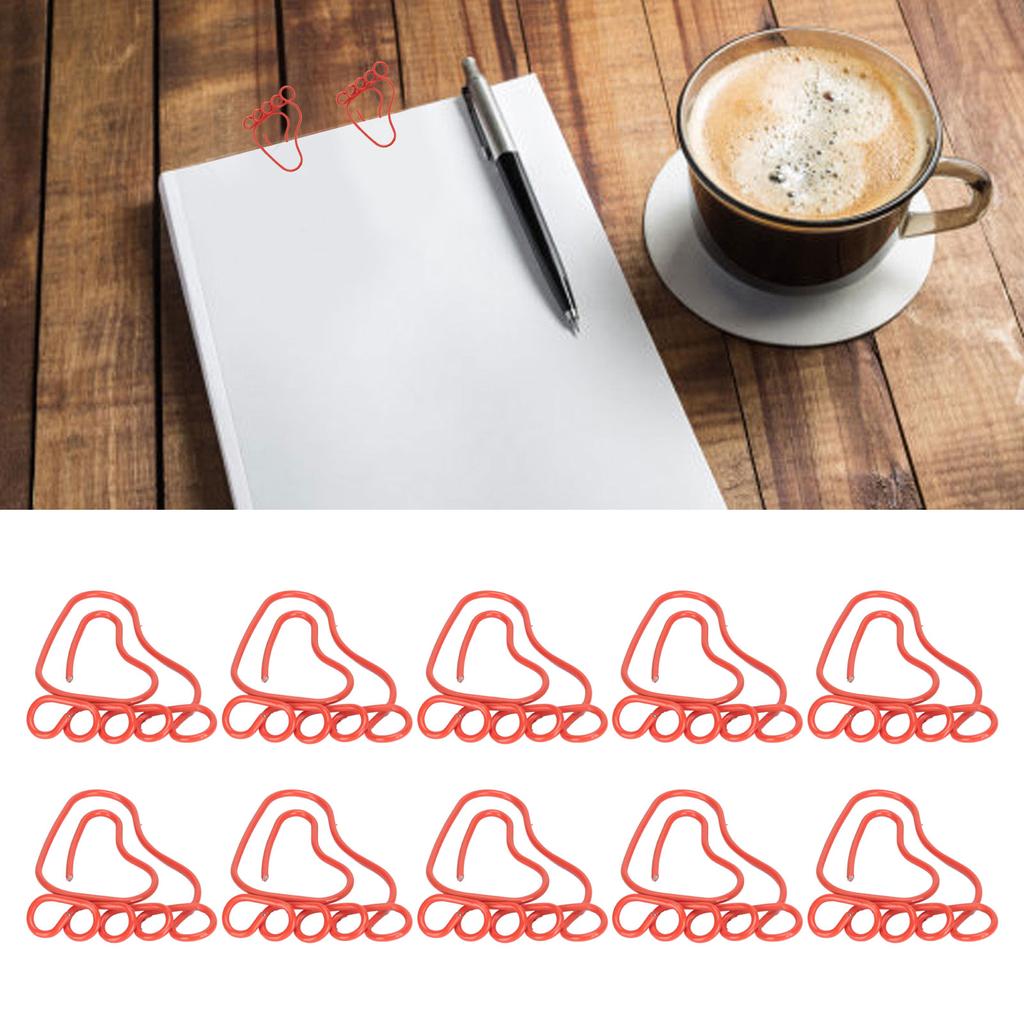100pcs Paper Clip Foot Shape Cute Anti Slip Portable Paperclip for Bookmark Office Document File