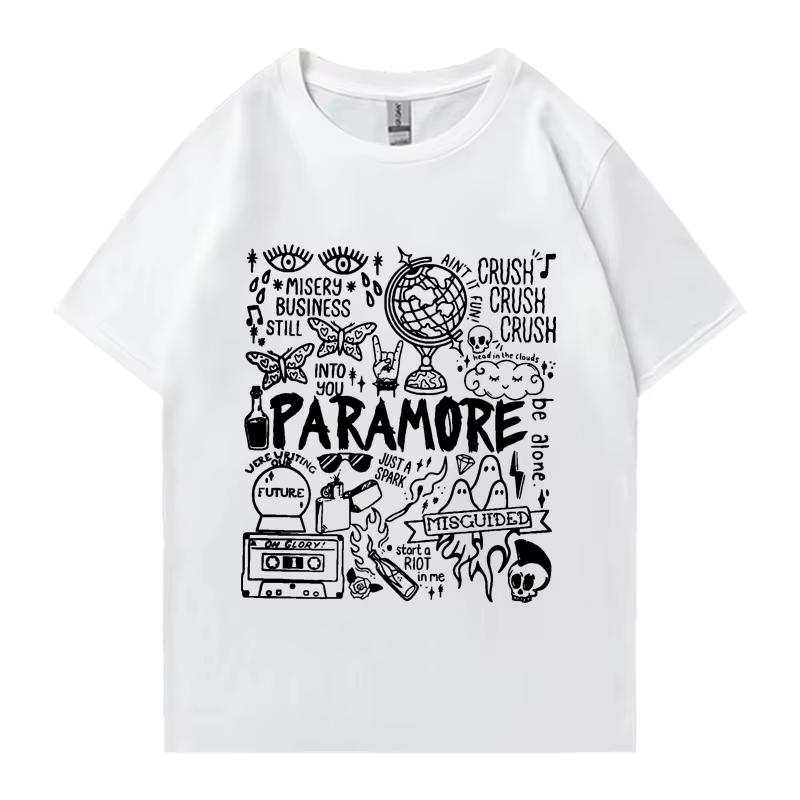 

2025 Рок-гурт Paramore Вінтажна футболка з альбомом Чоловіча Жіноча Вінтажна з коротким рукавом Унісекс Бавовняні Топи Вуличний одяг Оверсайз Вільна Повсякденна 4XL