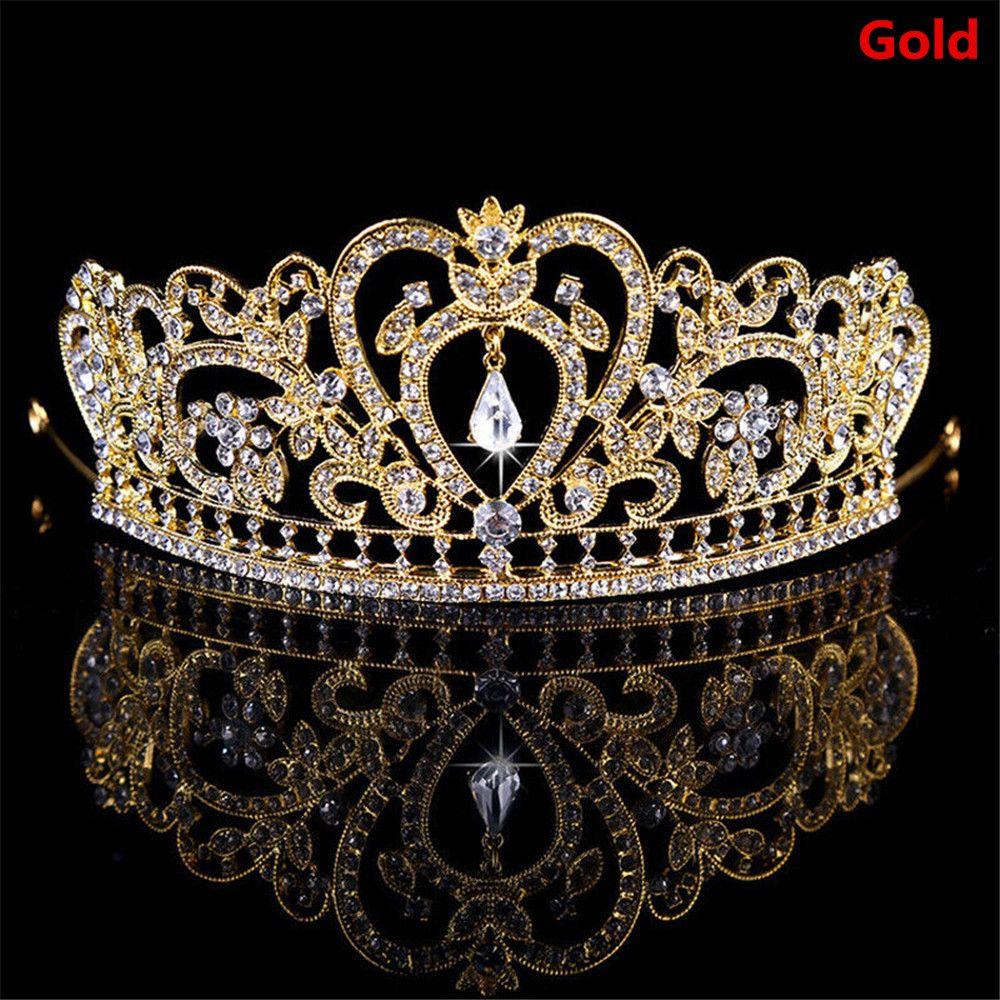 

Handmade Queen Wedding Bridal Crystal Crown Hair Tiara Hair Accessories Headband золотий
