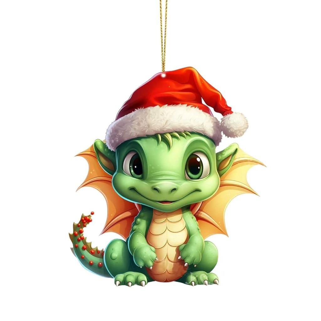 Charming Cartoon Christmas Dragon Car Decor Bright Festive Hanging Ornament Homes For