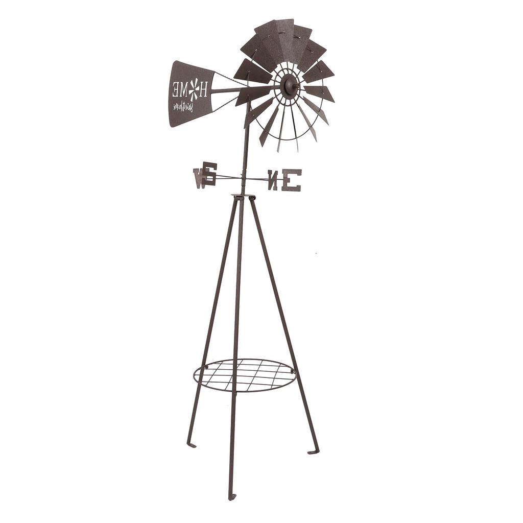 Garden Windmill Potting Rack Multifunctional Rotating Iron Floor Windmill Plants Shelf Dual Use
