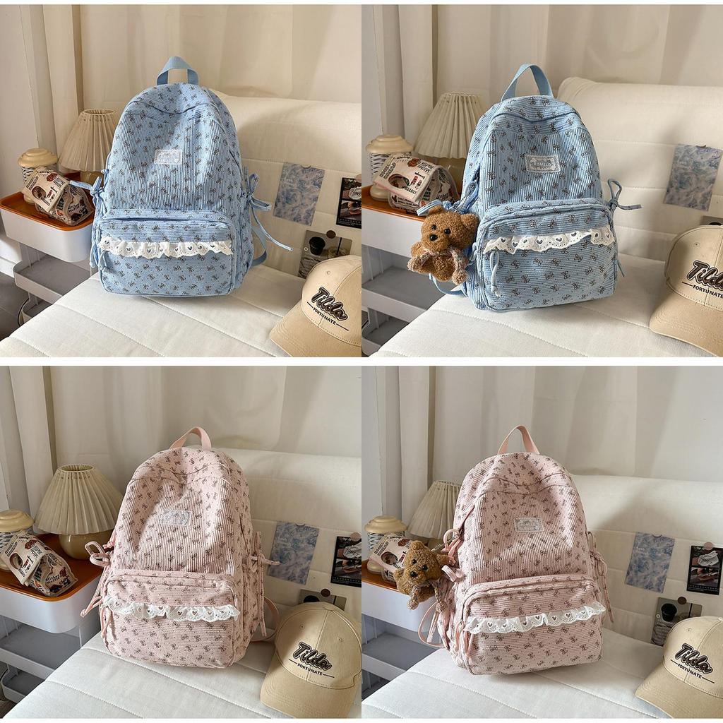 Korean Style Girls Backpack With Bow Pattern For School And Travel Purposes