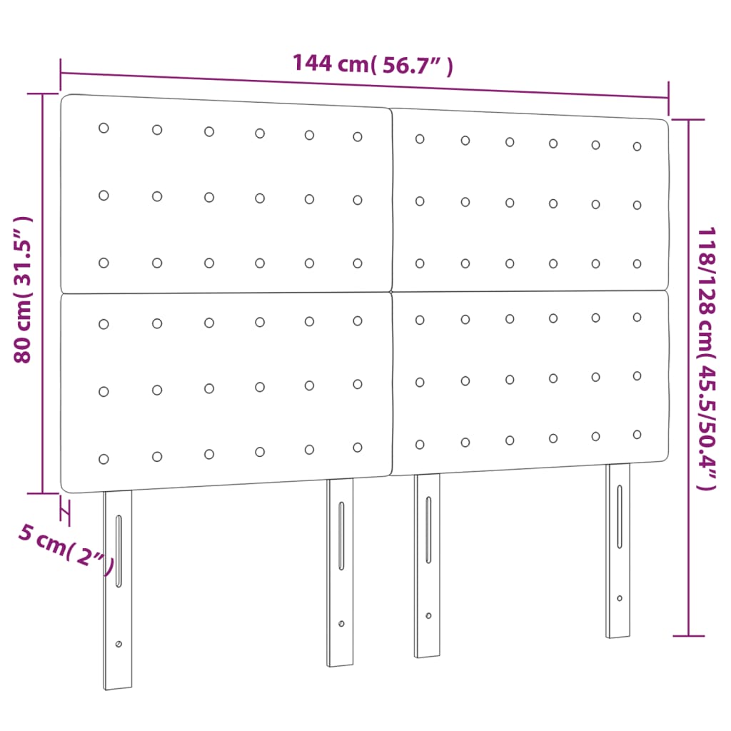 Vidaxl Bed Headboards, 4 Pcs, Dark Brown, 72X5X78/88 Cm, Fabric