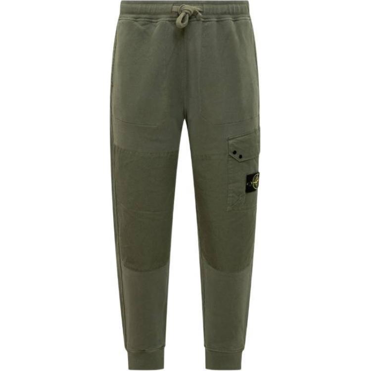 Stone Island Logo Elastic High Waist Loose Casual Pants Men bottoms Military-Green 811564020-V0059