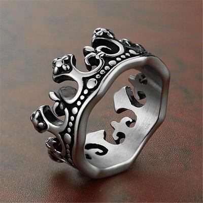 New Thai Silver Black Crown Ring, European & American Style, Titanium Steel Casting for Men & Women