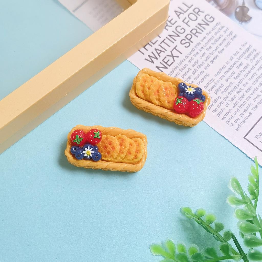 100Pcs New Fruit Biscuits Basket Resin Cabochon Simulation Food DIY Craft Phone Decoration Doll House Accessories