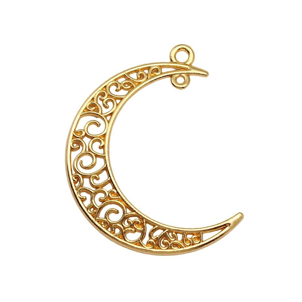 Irregular Oval Frame Connectors Moon Hammered Texture Links For Earring Making