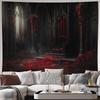 Elegante Gotische Kathedrale Szene Wandteppich Wandbehang Rote Rosen Dunkel Romantische Luxus Kunst Dekoration 150x300cm