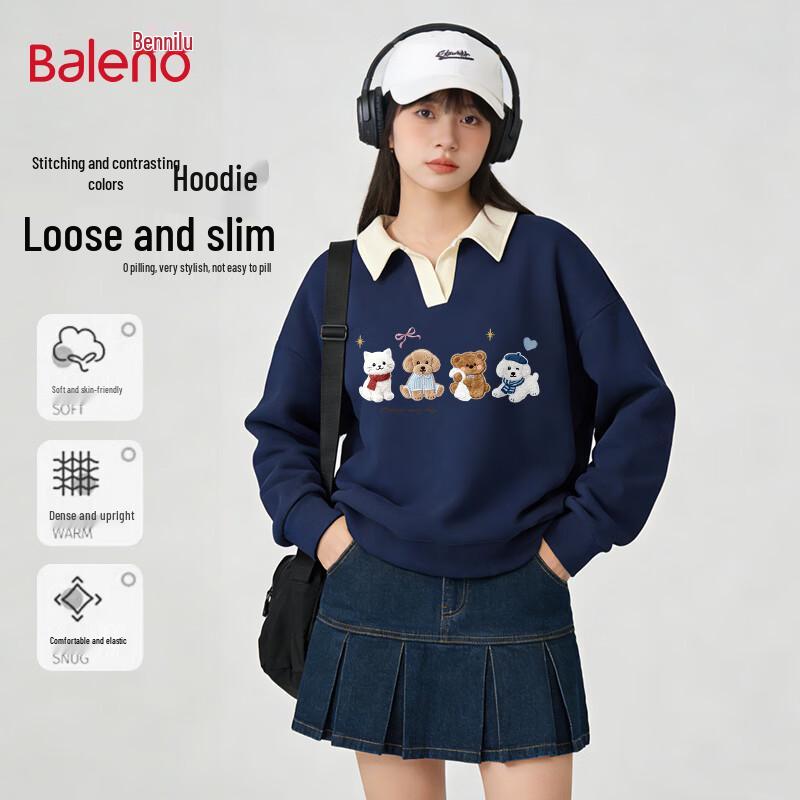 Baleno Women's Oversized Polo Collar Sweatshirt with Animal Print