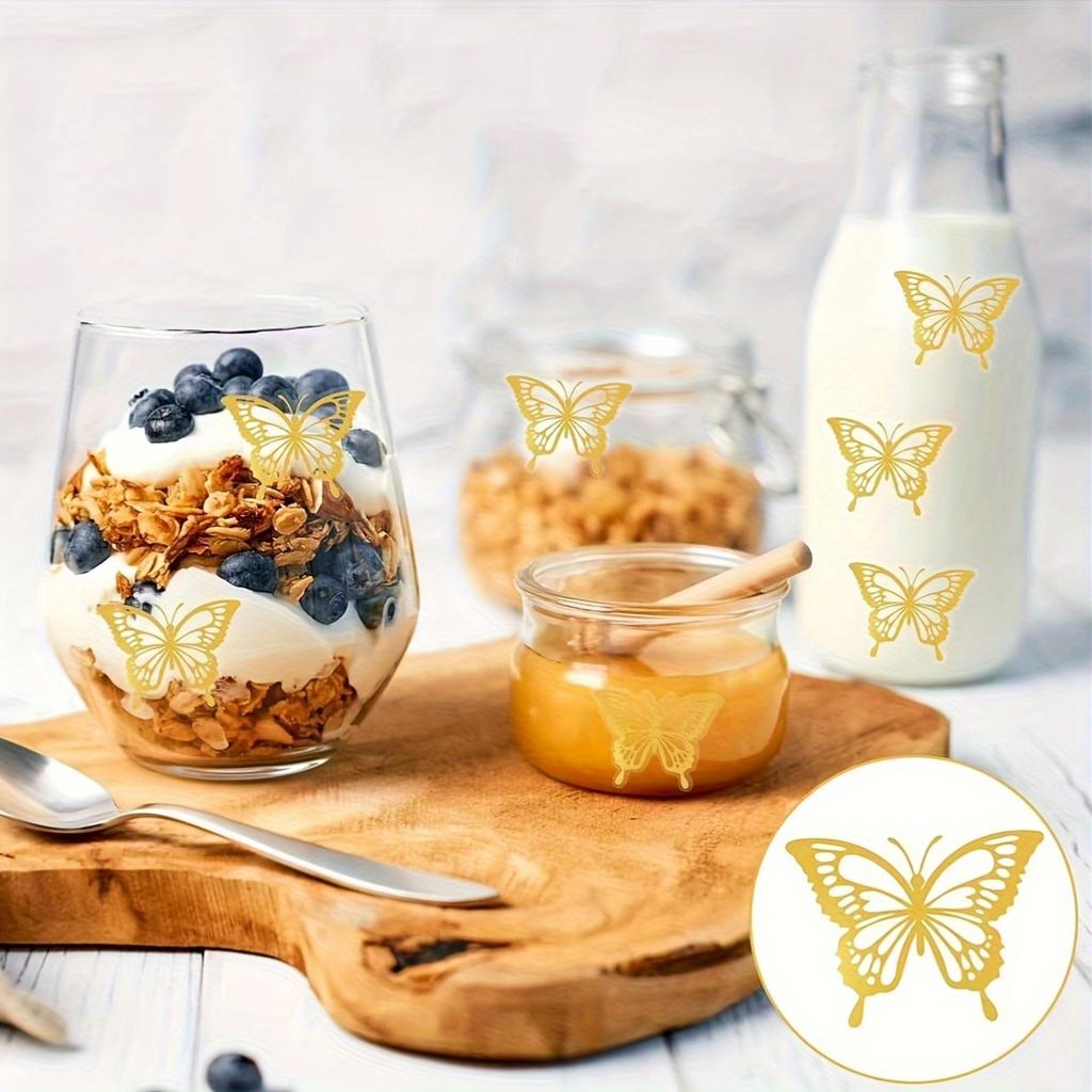 500pcs Golden Foil Butterfly Stickers - Self-Adhesive Envelope Sealing Labels, Perfect for Gift Cards, Birthday Parties & Handmade Crafts