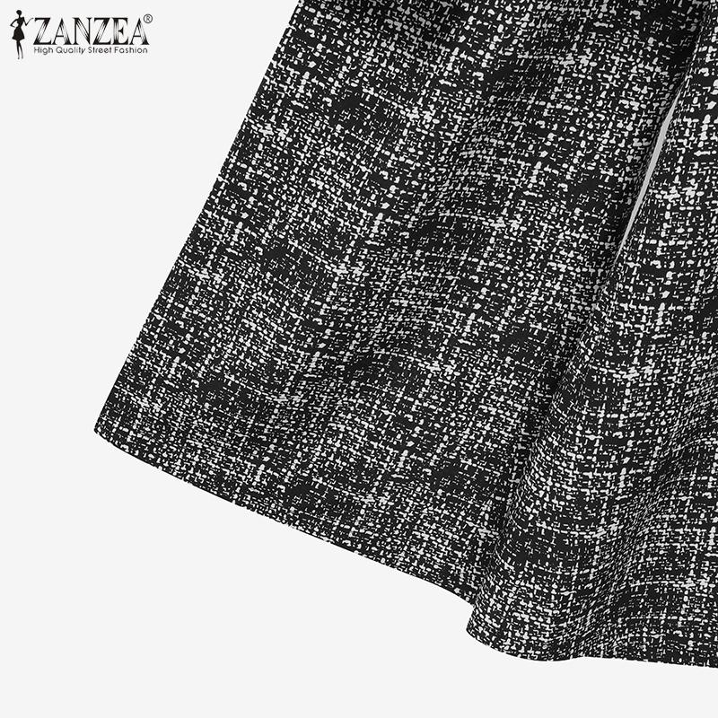 ZANZEA Women Long Sleeve Blouse and Pants Retro Print Casual Two Piece Suit Sets