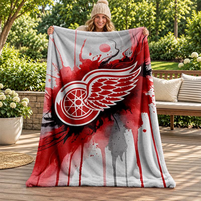 Detroit Red Wings Decke Flanelldecke Weiche Gemütliche Plüschdecke für Sofa Bett Leichte Heimdekoration Geschenke für Weihnachten verschiedene Feiertage