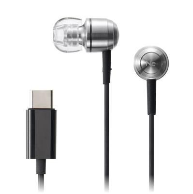 RADIUS HP-Q50C Connessione USB-C Auricolari In-Ear USB-C Tipo-C Auricolari Tipo C Telecomando con Microfono Vivavoce HP-Q50CS (Argento)