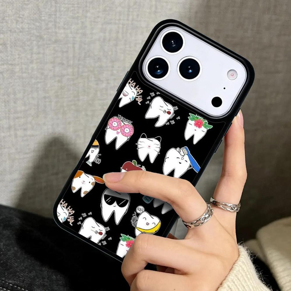 Capa Case for iPhone 17 Air 16 Pro Max 15 Plus 11 13 Mini 14 12 Back Phone Cover Cute Tooth Dentist