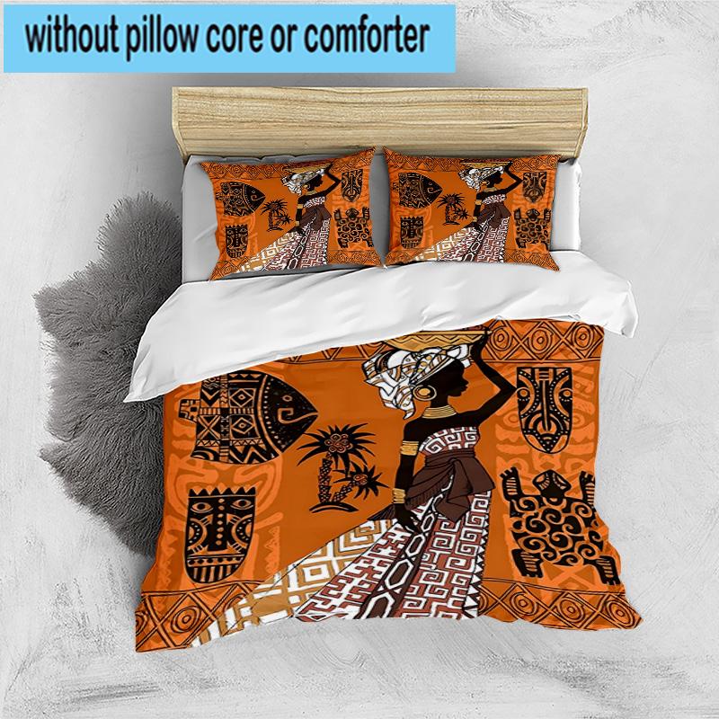African Women 3pcs Bedding,Including 1pc Duvet Cover And 2pcs Pillowcases Perfect for Christmas,Ideal for Bedroom, Dormitory