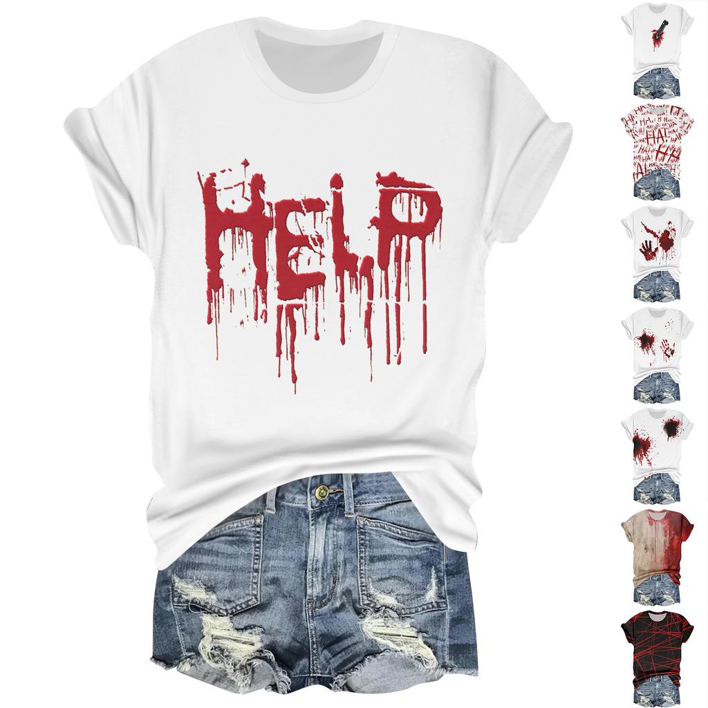 Dámské ležérní tričko s kulatým výstřihem a krátkým rukávem s halloweenským potiskem