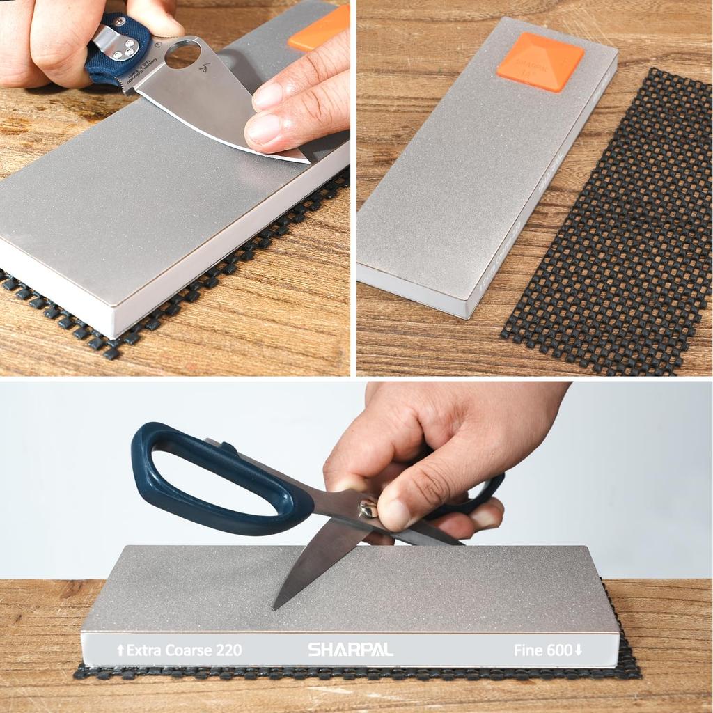 SHARPAL 169H Velký 20cm x Diamantový brousek Extra hrubý 220 zrnitosti Jemný 600 Podložka a Úhel Profesionální brousek na nože 7,5cm Oboustranný – &