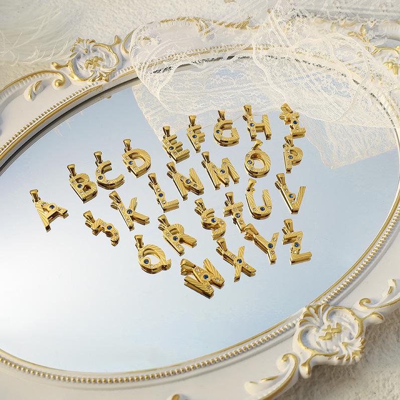 26 Letter Pendant Necklace 18K Pendant Series Ring Gold Color Independent Station Necklace Accessories Jewelry
