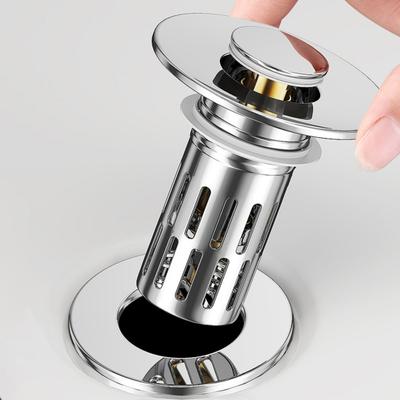 Messingkern Spülbeckenstöpsel Edelstahl Badezimmer Spülbecken Ablauf Sieb Einfache Installation Anti-Blockier-Filter