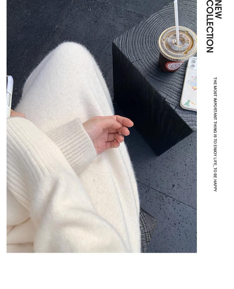 Women's French Knit Lapel Sweater Dress with Coat, Autumn/Winter Style - Loose, Long, Over-the-Knee, Thick Design