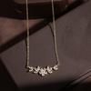 1pc Simple Fashionable Curved Design Flower Leaf Pendant Necklace – Copper-set Synthetic Zirconia, Versatile Daily Wear & Gift for Women