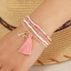 Bohemian Multi-layer Pink Tassel Love Bead Bracelet for Women
