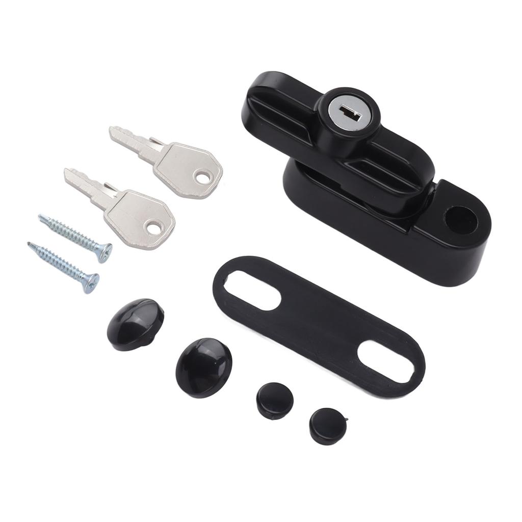 External Window Lock Catch Aluminum Alloy Anti Theft Flat Window Buckle Lock for Single Double Windows Black