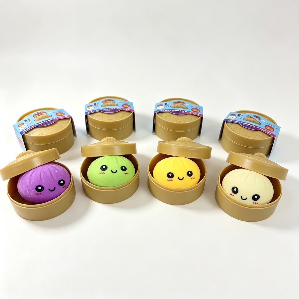 Colorful Simulated Steamed Bun Squishy 1-6pcs with Dumpling Sensory Squeeze Figure for Stress Relief Charming Look