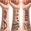 10 Blatt Joker Tattoo Aufkleber Schwarz Narbe Poker Böse Smiley Designs Party Make-up Wasserdichte Temporäre Tattoo Aufkleber