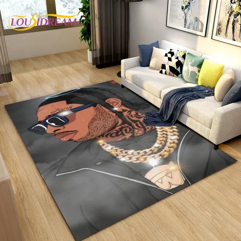 Legend Star Hip Hop Art Rapper Area Rug Large,Carpet Rug for Living Room Bedroom Sofa Doormat Decoration,Kids Non-slip Floor Mat