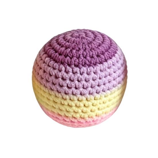 Handmade Crochet Footbag Face Bean Kids Soft Rainbow Gradient Smiling Bags for Cotton B