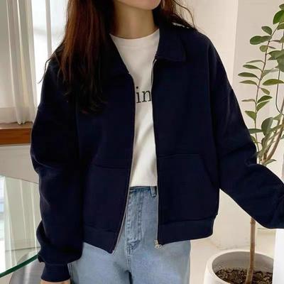 Double Zipper Sweatshirt Cardigan Women's Design Long-sleeved Jacket Autumn Winter Short Top