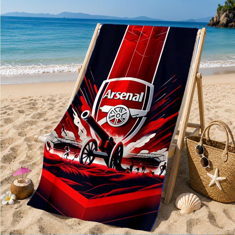 Arsenal Football Club Crest Printed Microfiber Beach Towel, Soft And Absorbent, Quick-Dry, Ideal for Summer Travel, Beach Essential, Swimming Pool