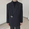 Unisex White Korean Casual Suit Jacket for Autumn/Winter