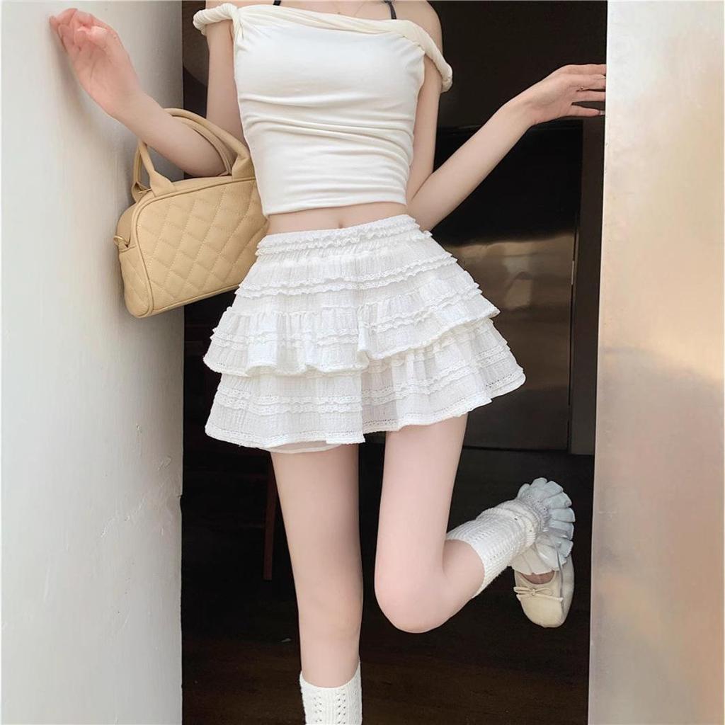 Women's Black Puffy High-Waist Ballet Skirt - Summer 2025 Fashion, Anti-Exposure