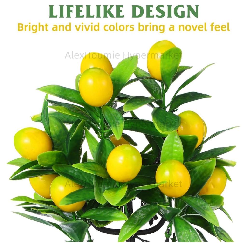 Artificial Lemon Tree Decor Fake Lemon Plants Artificial Lemon Tree Bonsai Fake Greenery Mini Lemon Tree Potted for Home Office