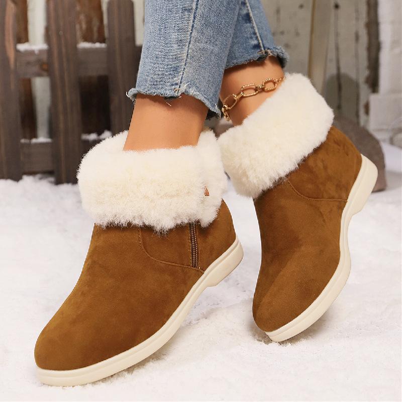 Fashion Winter Men Women Indoor Non-slip Snow Boots Soft Sole Comfortable Warm Shoes Low-top Casual Black Flat Cotton Boots Women Shoes