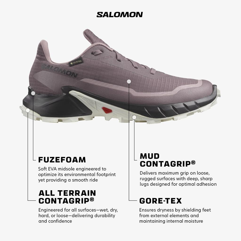 Trail Running Shoes ALPHACROSS 5 Women 5 Cm [Salomon] Gore-TEX (Alphacross Gore-Tex) Moonscape/Black/White 24.0