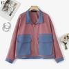 Women Casual Turn Down Collar Long Sleeve Patchwork Thin Jackets