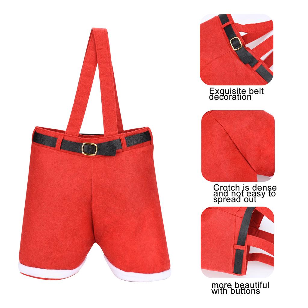 Xmas Decorations Candy Bag Portable Wine Bottle Holder Xmas Santa Pants Bags with Handle