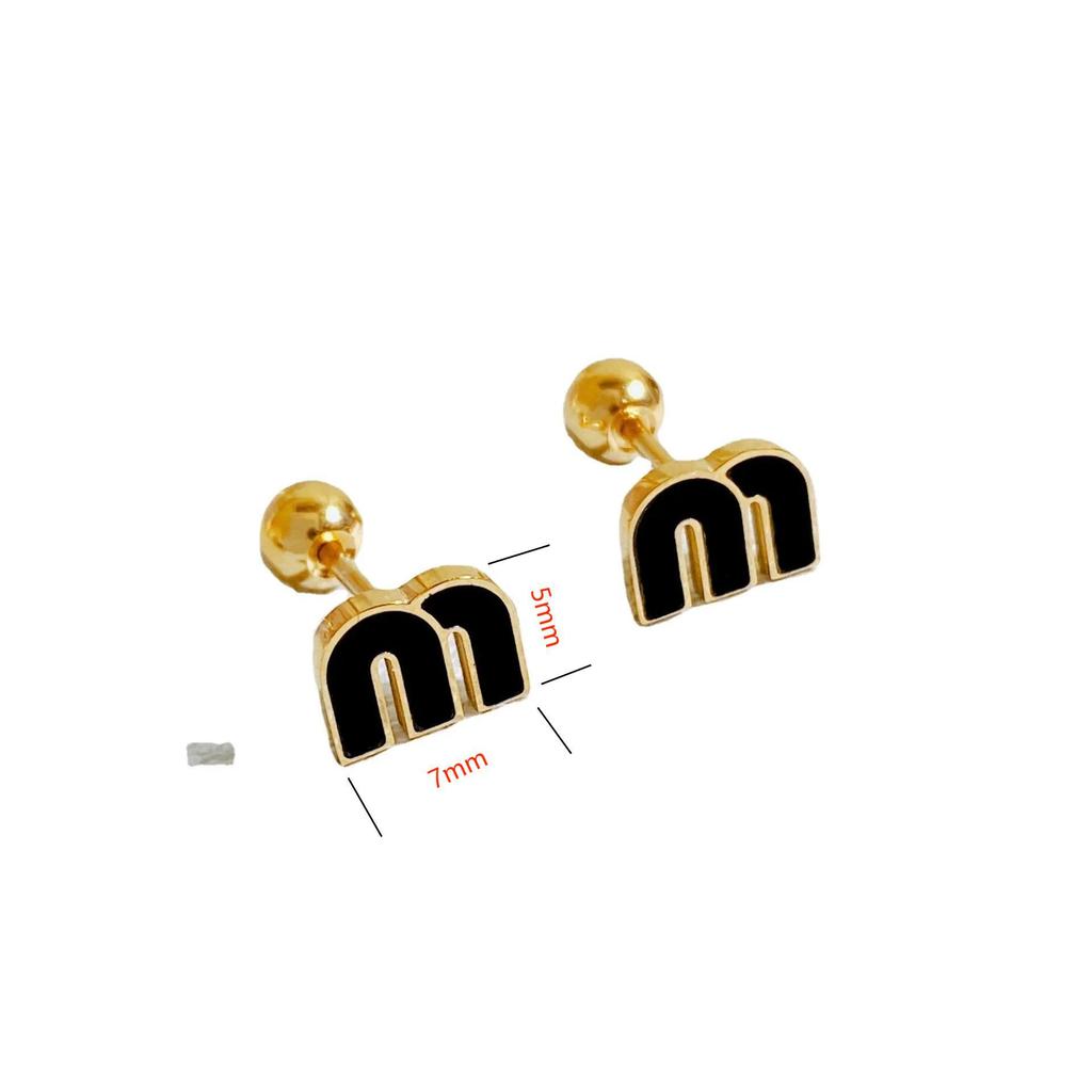 2Pcs Stainless Steel Letter M Stud Earrings for Women Fashion Brand Jewelry Delicate Cute Tiny Piercing Cartilage Earrings