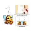 2D Cartoon Blue Wings Bee Festival Pattern Ear Jewelry Dangle Earring Daily Outfits Party Accessories Perfect Gift for Family/ Friends