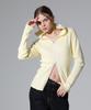 REEMNIK High-Neck Two-Way Zip-Up Ribbed Knit Top [Yellow]